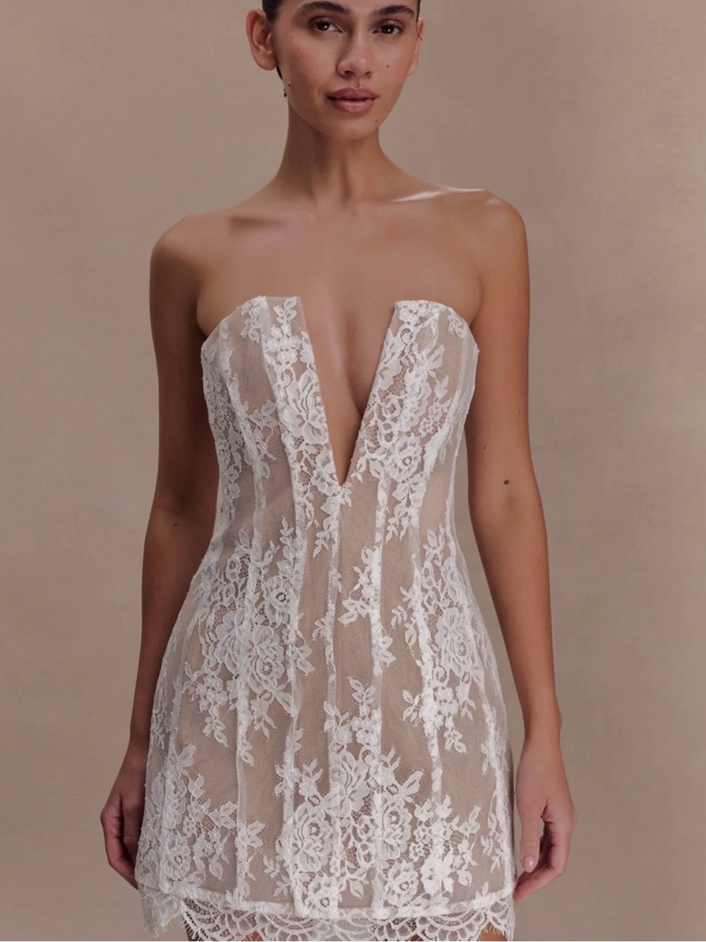 Meshki Zoey Lace Corset Mini Dress - Ivory